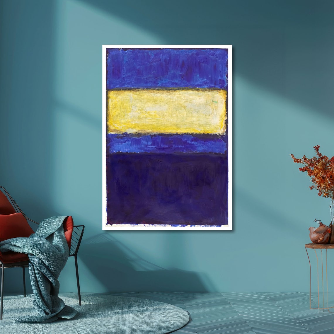 Deep Blue and Yellow Rothko-Inspired Color Field Artwork Poster - Image 2