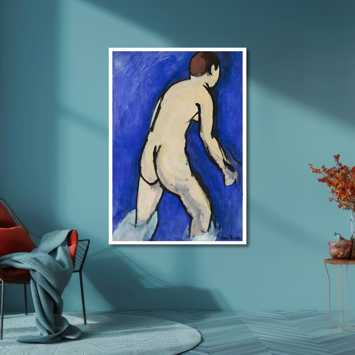 Matisse Blue Nude Woman Standing Against Deep Blue Fauvist Poster - Image 6