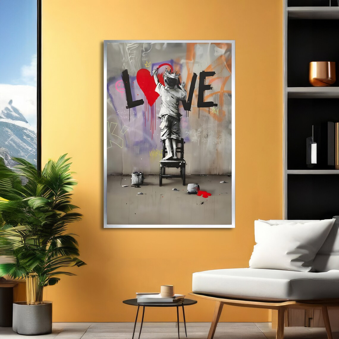 Boy Painting LOVE Heart Graffiti Street Art Urban Decor Poster - Image 2