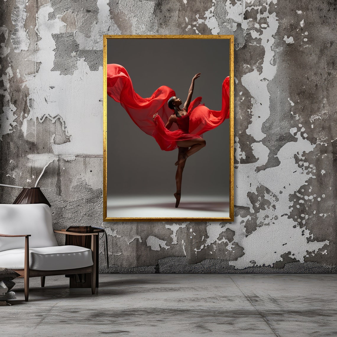 Graceful Ballerina In Red Elegant Dance Art Ballet Wall Art Wall Art Design Ready To Hang Decoration - Image 4