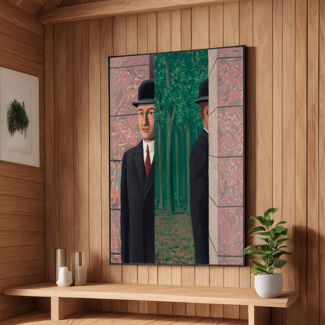 Magritte The Man in the Bowler Hat Split Portrait Surreal Poster