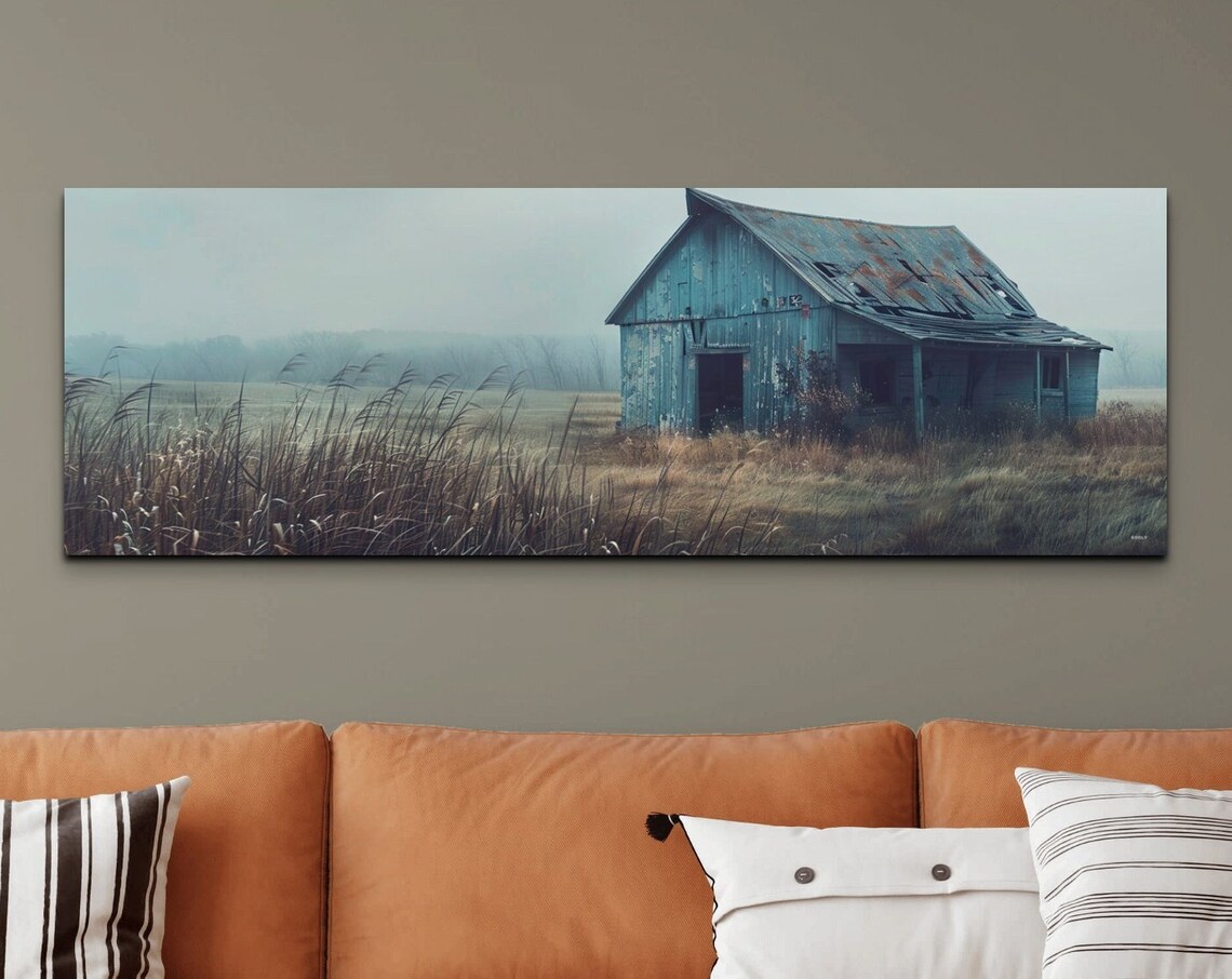 Antique Barn Art Print, Rustic Farmhouse Panorama
