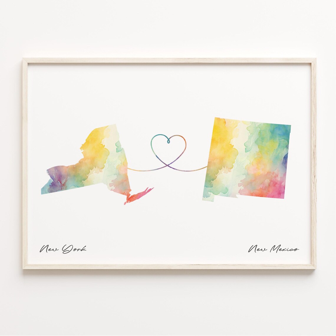 New York To Mexico Watercolor Map Art Print