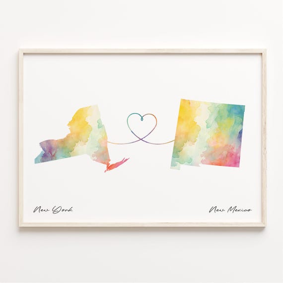 New York To Mexico Watercolor Map Art Print