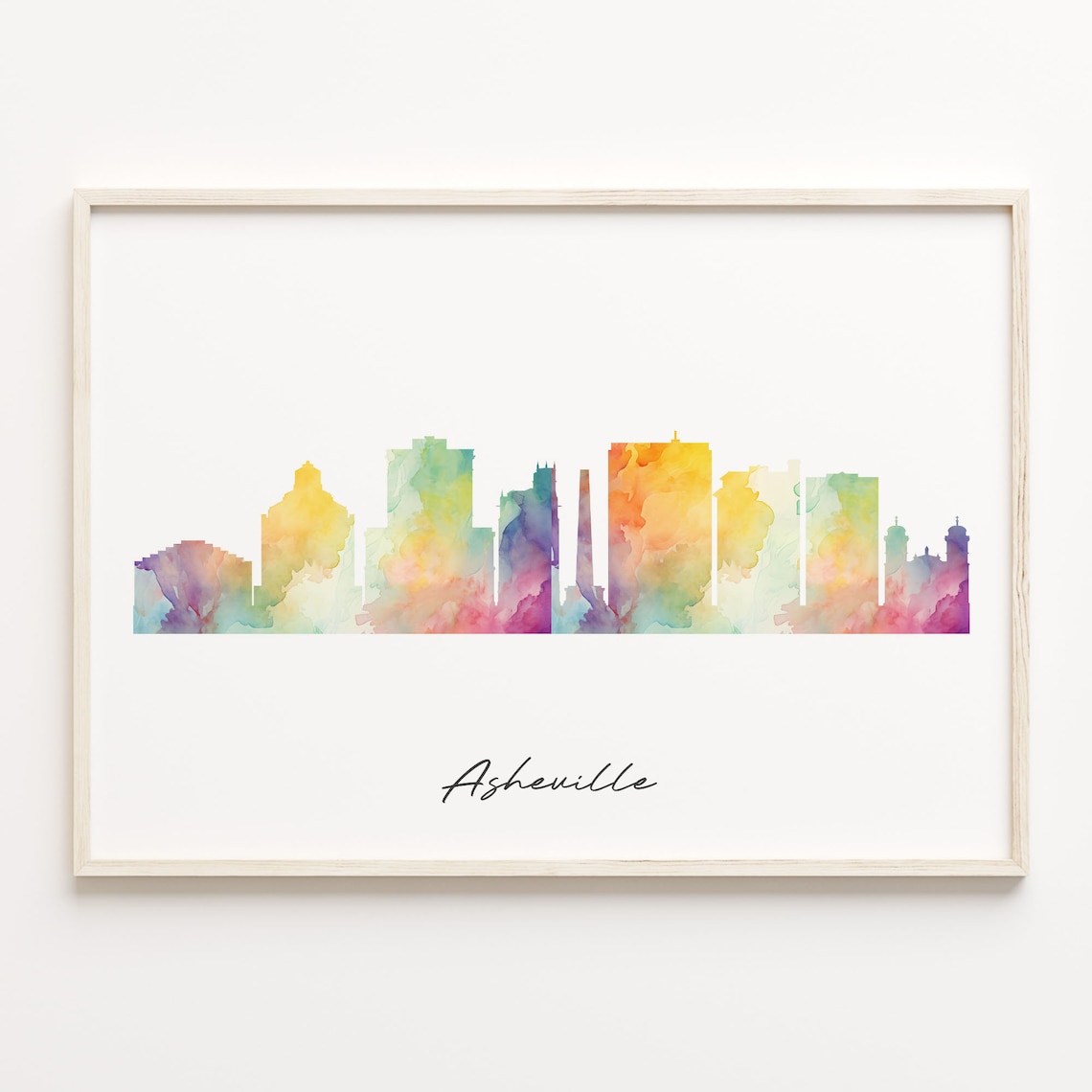 Asheville Watercolor Skyline Cityscape Colorful North Carolina Poster