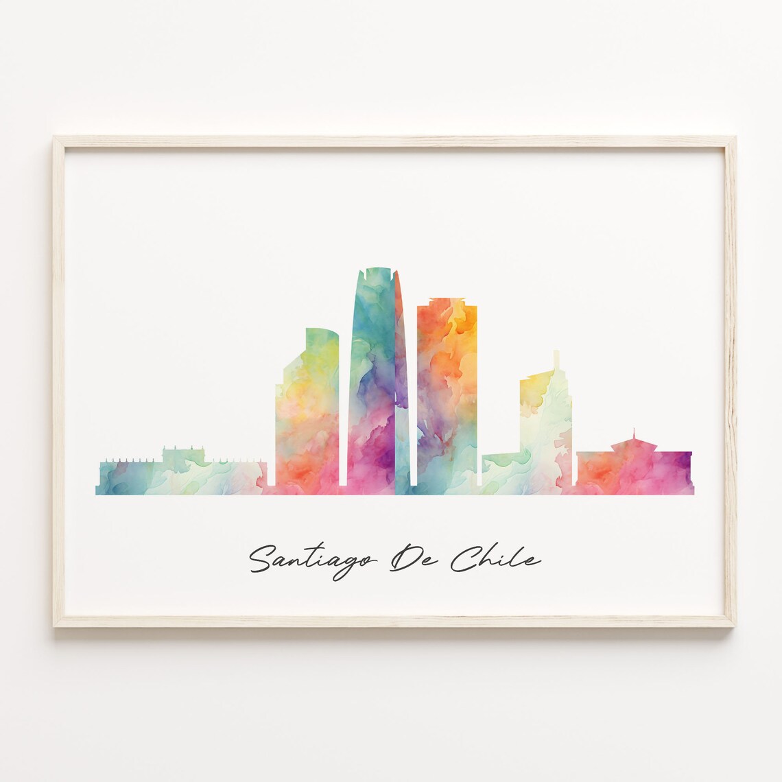Santiago De Chile Watercolor Skyline Cityscape Souvenir Poster