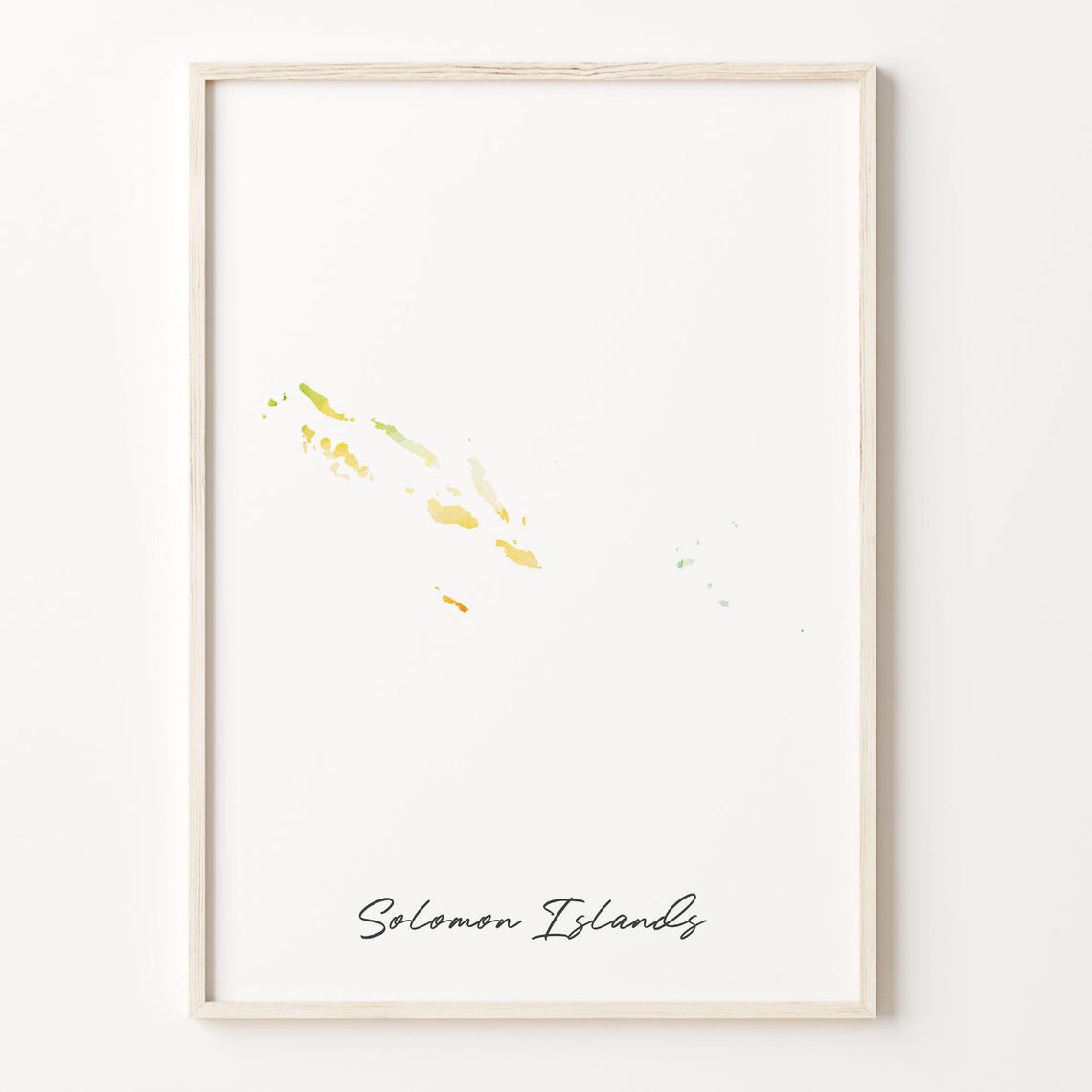 Solomon Islands Watercolor Country Map Minimalist Travel Poster
