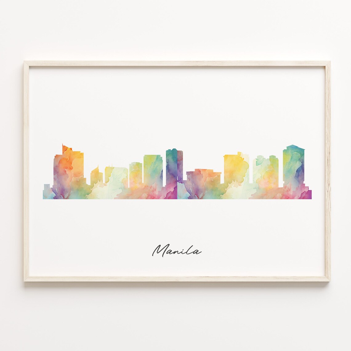 Manila Philippines Colorful Watercolor Skyline Cityscape Poster