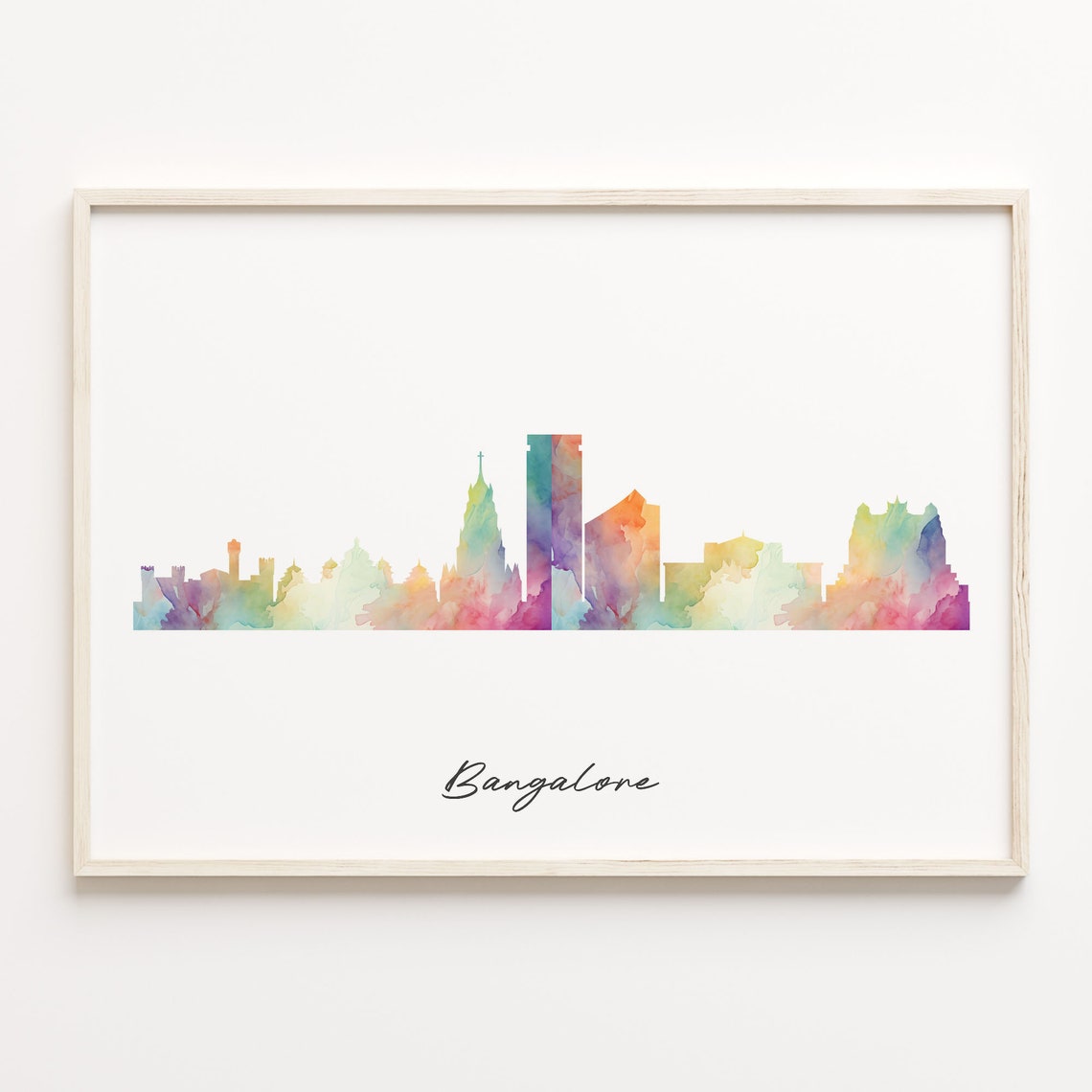 Bangalore India Watercolor Skyline Cityscape Souvenir Poster