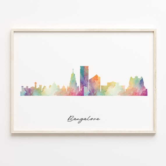 Bangalore India Watercolor Skyline Cityscape Souvenir Poster