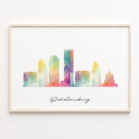 Yekaterinburg Watercolor Skyline Russia City Travel Art Print