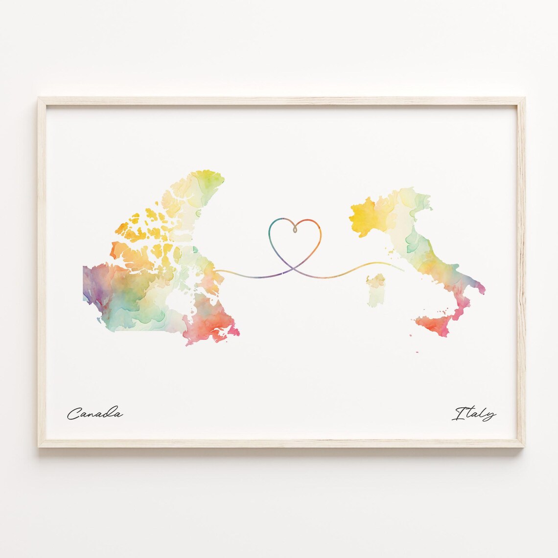 Canada To Italy Watercolor Map Travel Poster