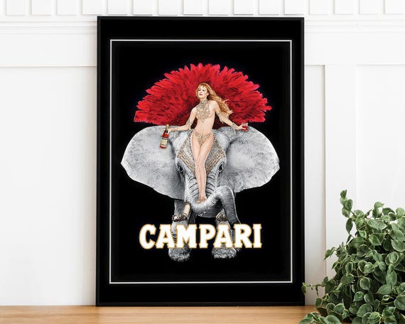 Vintage Campari Elephant Print Advertising Poster Retro Art Poster Trendy Wall Art Restaurant Art Print