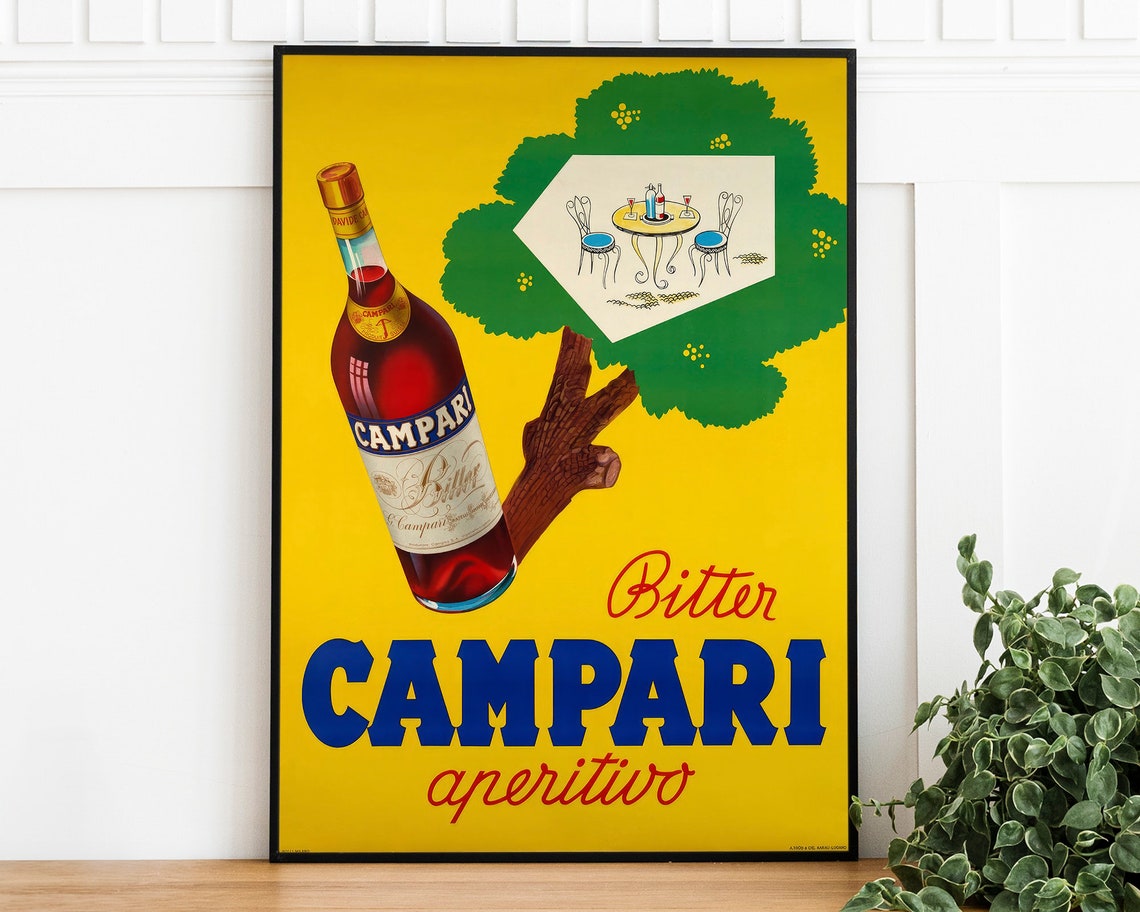 Bitter Campari Aperitivo Bottle Classic Italian Advertising Poster