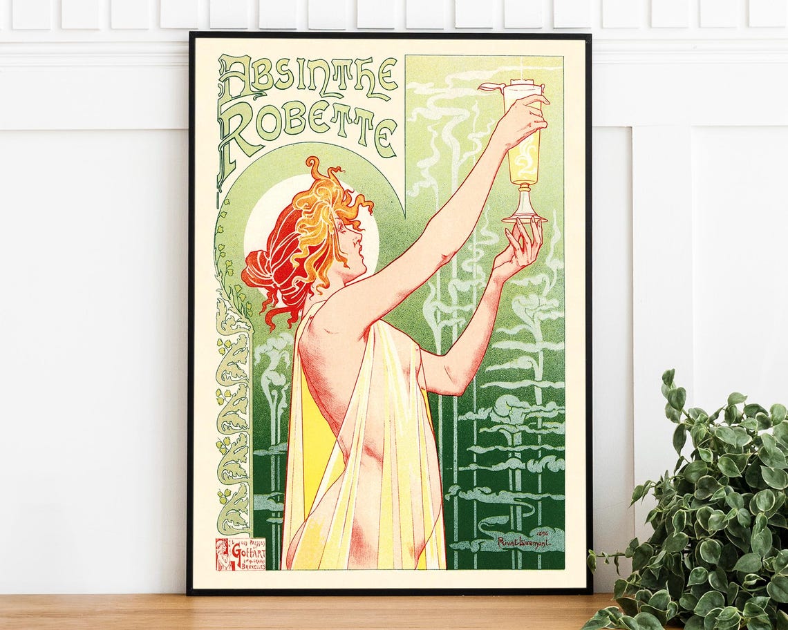 French Absinthe Robette Art Nouveau Vintage Advertising Poster