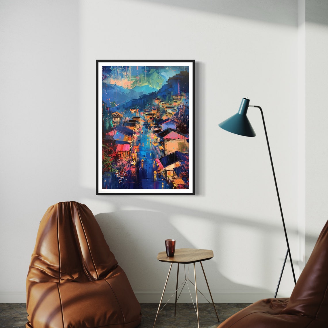 Sapa Town Vietnam Art Print Night Scene Village Painting Mountain Landscape Vietnamese Souvenir Gift Travel Poster Colourful Rice Terraces - Image 2