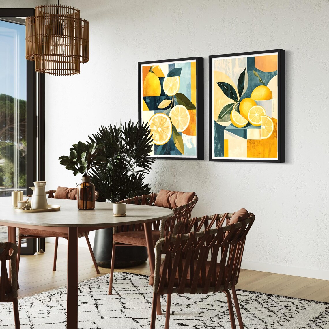 Lemon Abstract Mediterranean Kitchen Art Print - Image 4