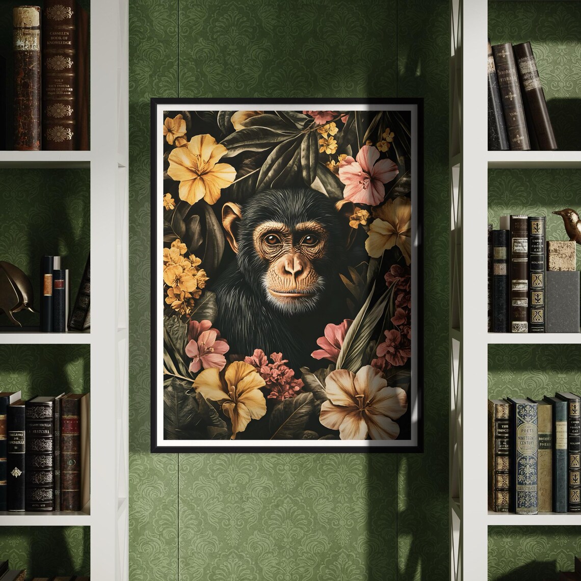 Chimpanzee Portrait, Vintage Wildlife Art Print - Image 3