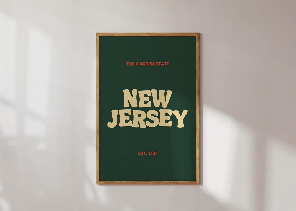 New Jersey Typography Art Print, Garden State
