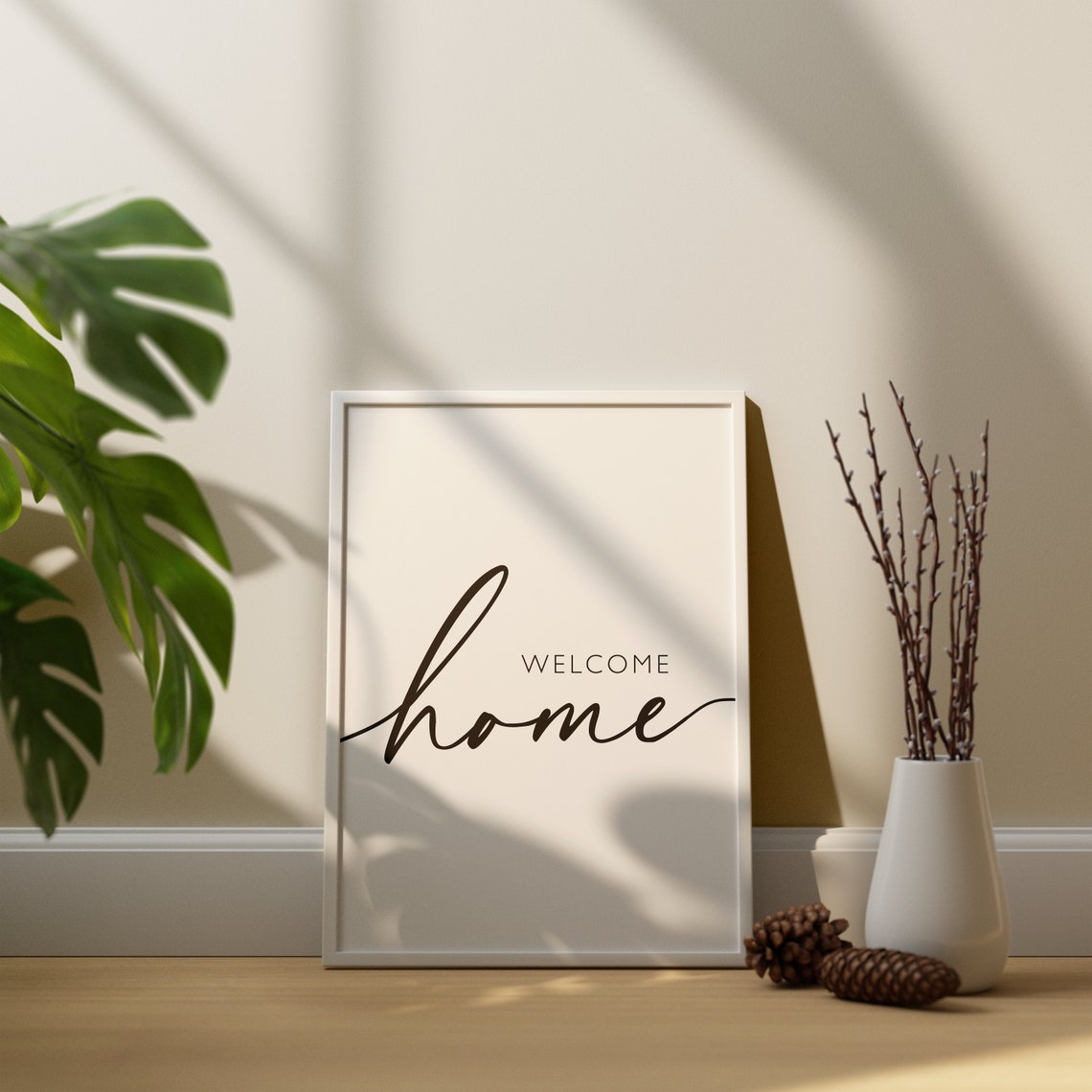 Welcome Home Minimalist Elegant Script Entryway Quote Poster