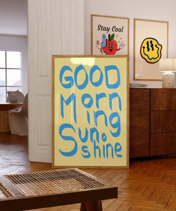 Good Morning Sunshine Cute Quote Print Trendy Retro Wall Decor Self Care Art Prints