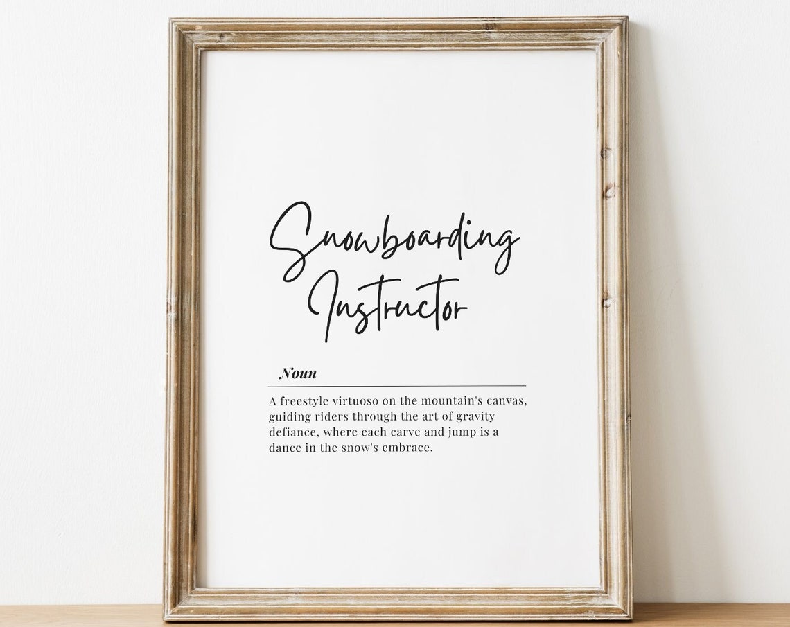 Snowboarding Instructor Definition Typography Mountain Sport Poster