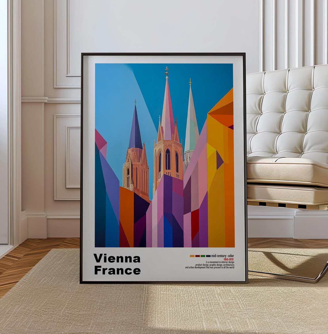 Vienna Austria Church Spires Colorful Facets Mid Century Poster