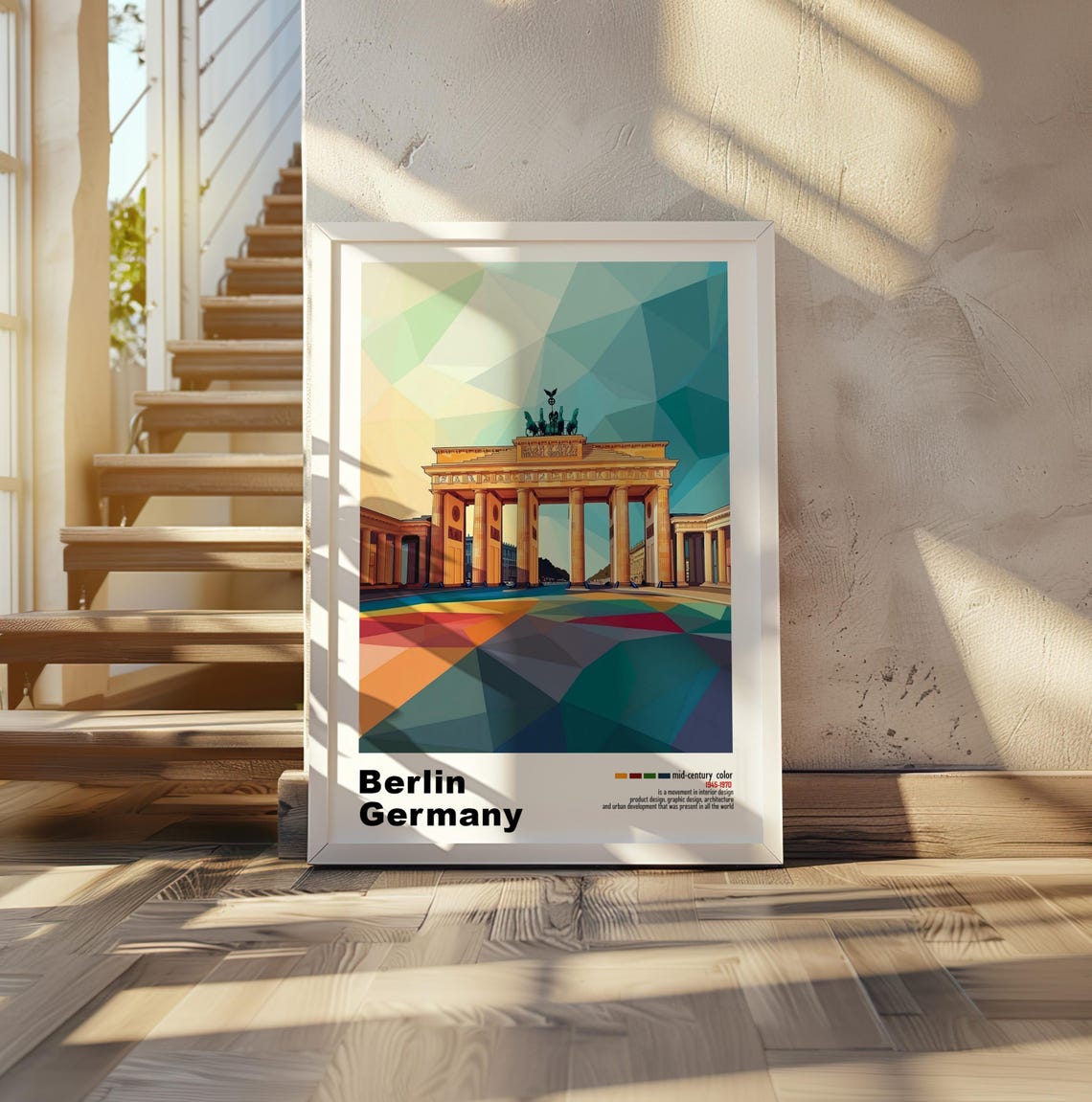 Berlin Germany Brandenburg Gate Low Poly Mid Century Travel Poster - Image 2