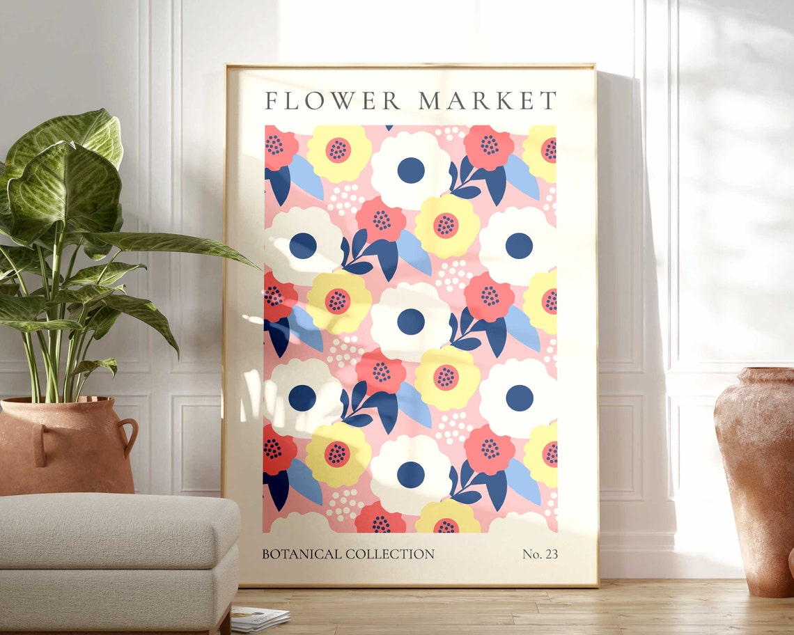 Flower Market Pink Wild Daisy Botanical Collection No 23 Art Poster