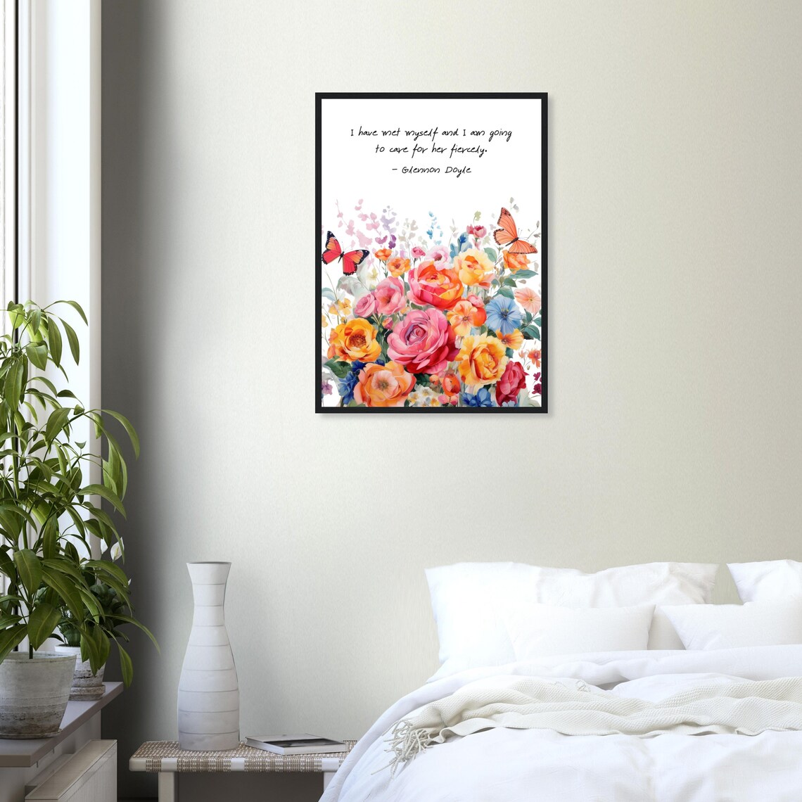 Glennon Doyle Butterfly Quote, Watercolor Floral Art Print - Image 2