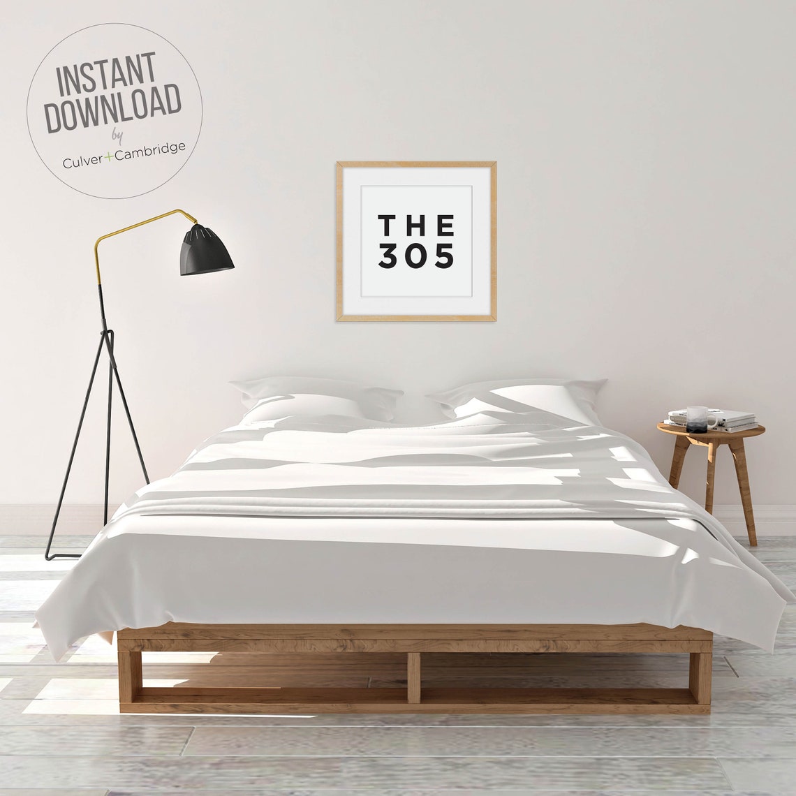 The 305 Miami Area Code Bold Typography Minimalist Black White Poster - Image 2