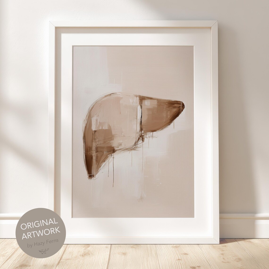 Abstract Liver Anatomy Print Neutral Beige Medical Art