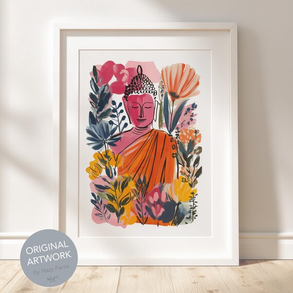 Buddha Gouache Art Print Meditation Spiritual Wall Decor