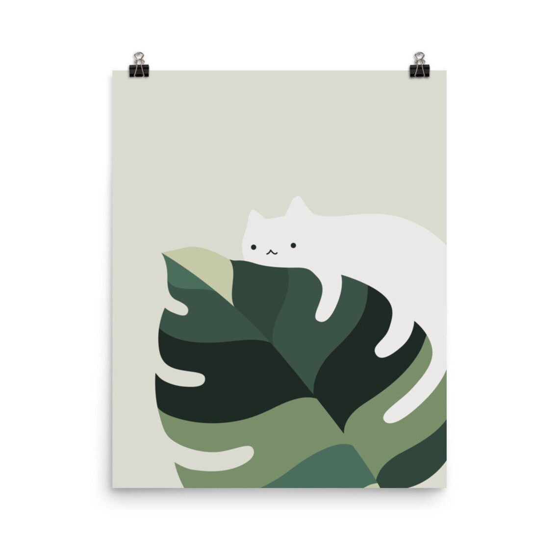 Cat and Plant 12A Art Print, Pet Lover Decor