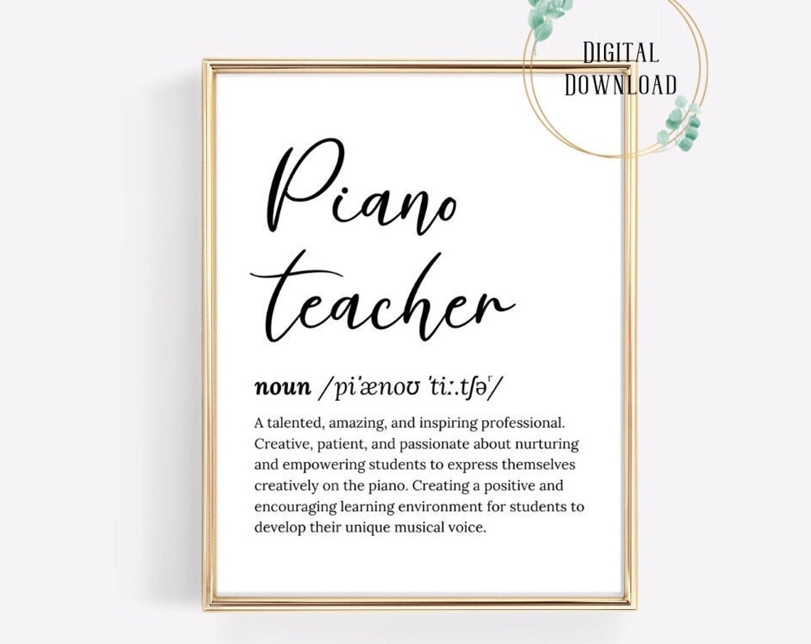 Piano Teacher Dictionary Definition Script Font Thank You Poster
