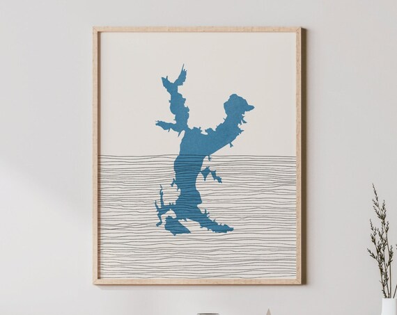 Lake Conway Arkansas Boho Line Art Lakehouse Map Wall Poster