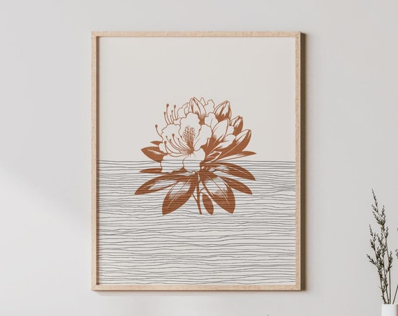 Rhododendron Flower Art Print Blossom Poster Botanical Wall Decor