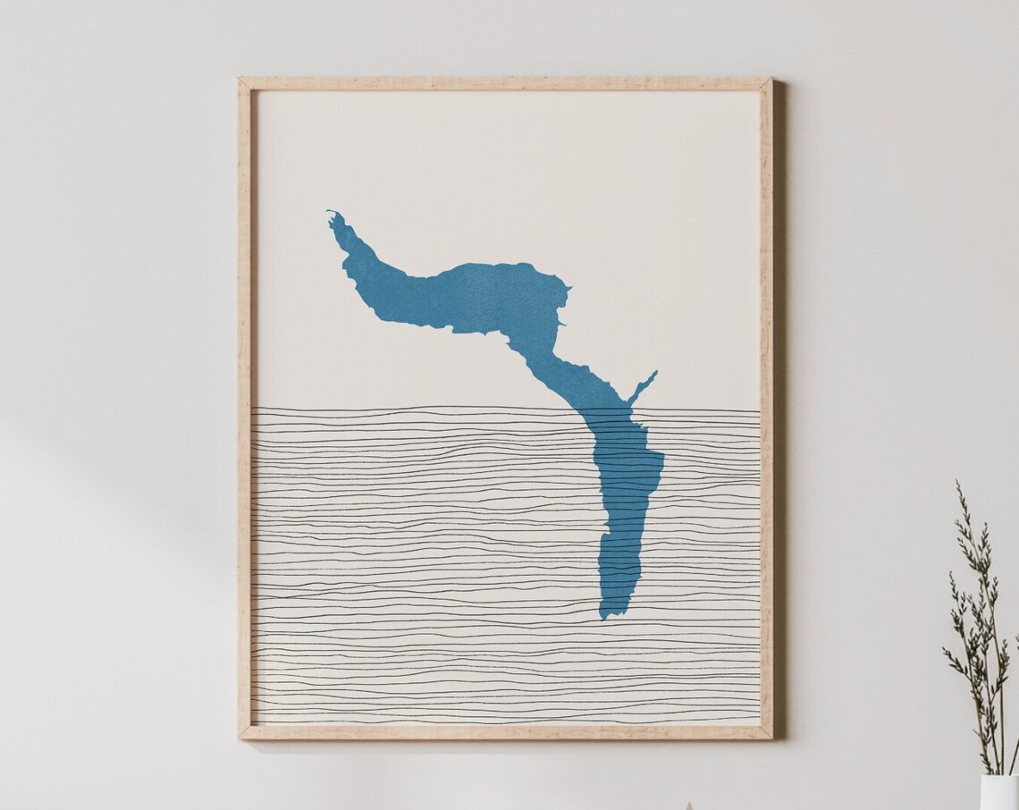 Lake Cushman Washington Minimalist Boho Map Lakehouse Decor Poster