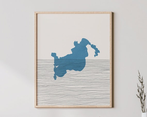 Ten Mile Lake Art Boho Print Minnesota Lakehouse Decor Wall Map