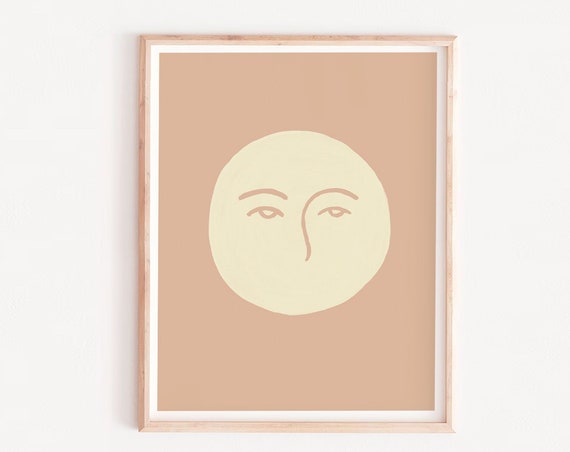 Bohemian Abstract Moon Poster, Minimalist Art Print
