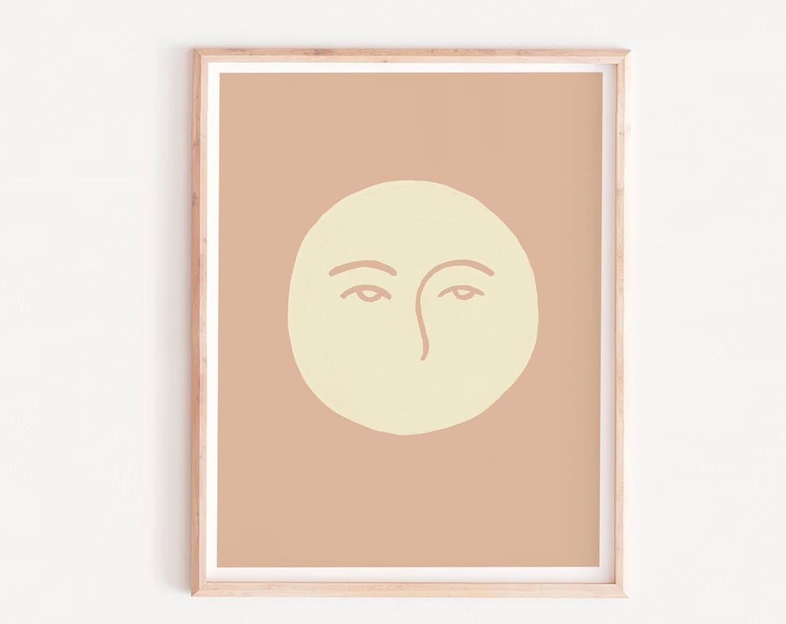 Bohemian Abstract Moon Poster, Minimalist Art Print