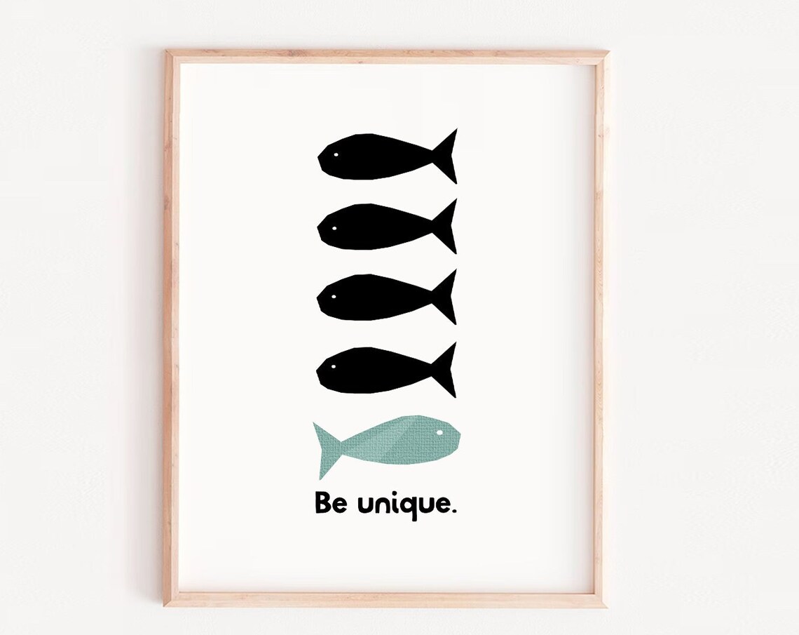 Motivational Fish Quote Print for Kids Playroom