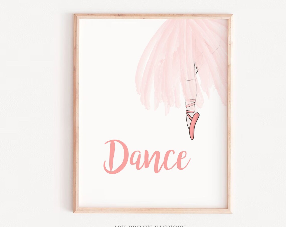 Pink Ballerina Tutu Dance Nursery Watercolor Girls Room Poster