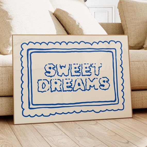 Sweet Dreams Hand Drawn Typography Retro Bedroom Wall Poster