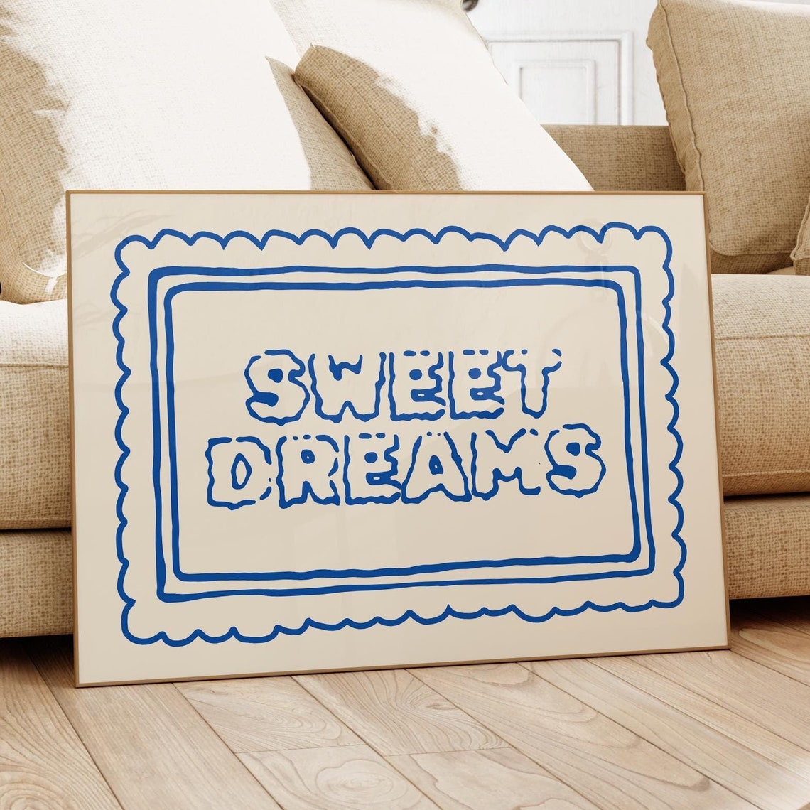 Sweet Dreams Hand Drawn Typography Retro Bedroom Wall Poster