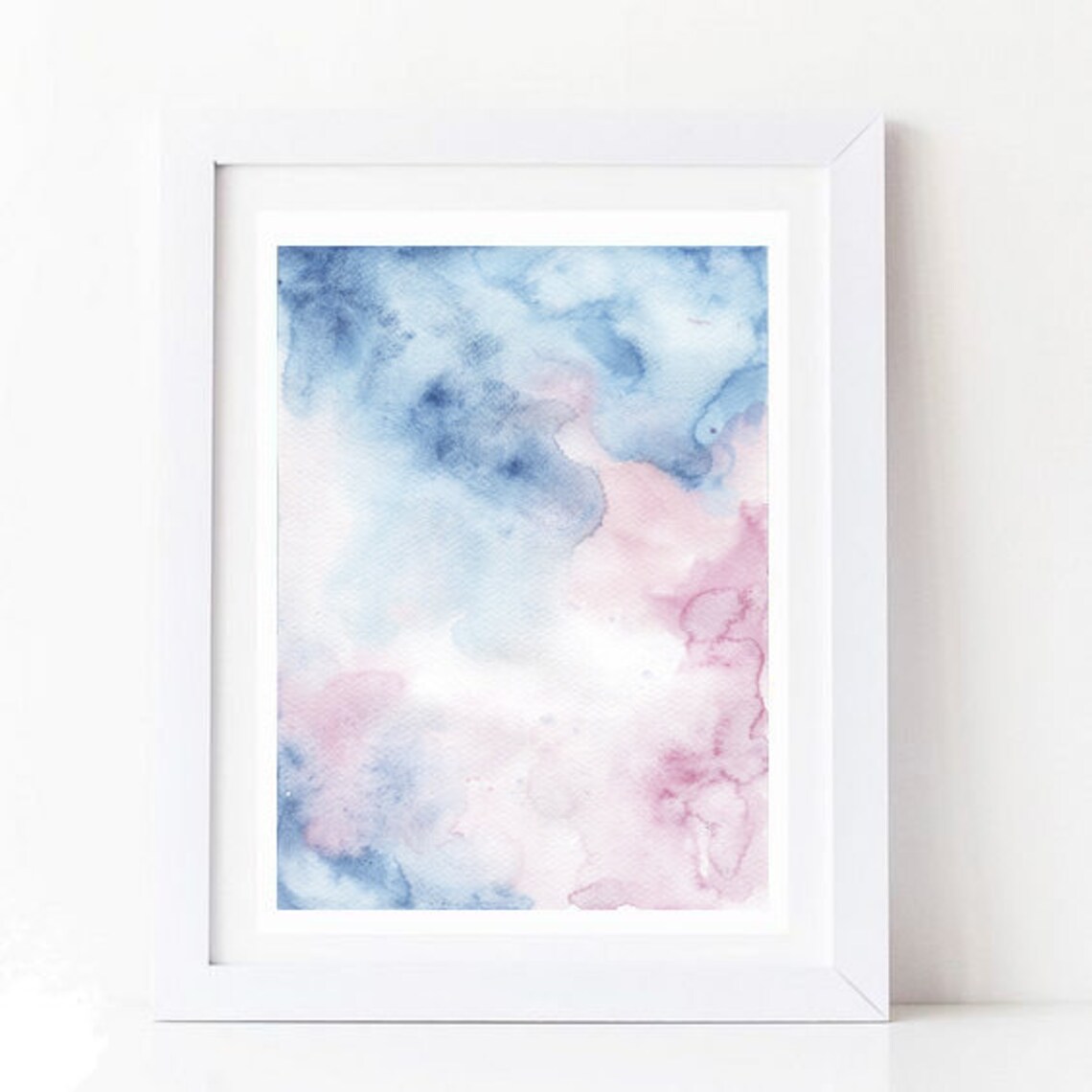 Blue And Pink Soft Watercolor Wash Dreamy Abstract Art Print