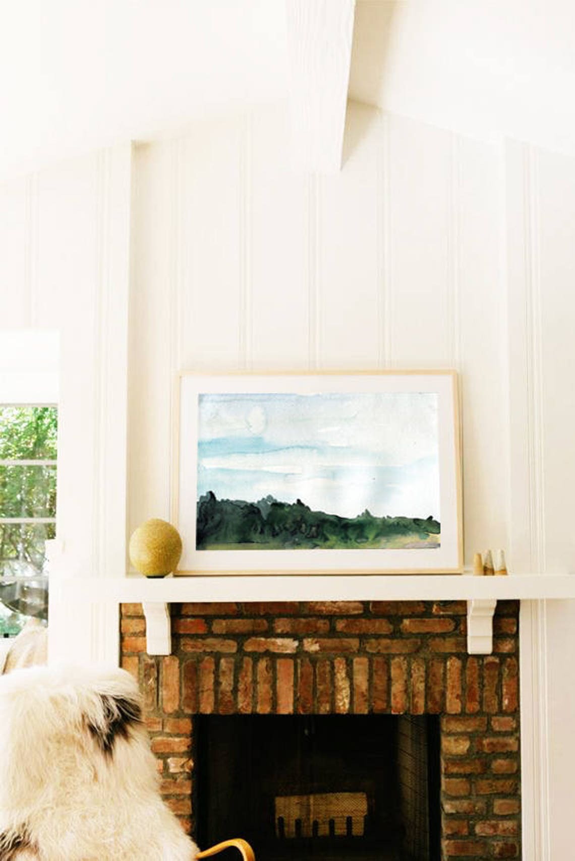 Green Forest Horizon Soft Blue Sky Watercolor Nature Art Poster - Image 3