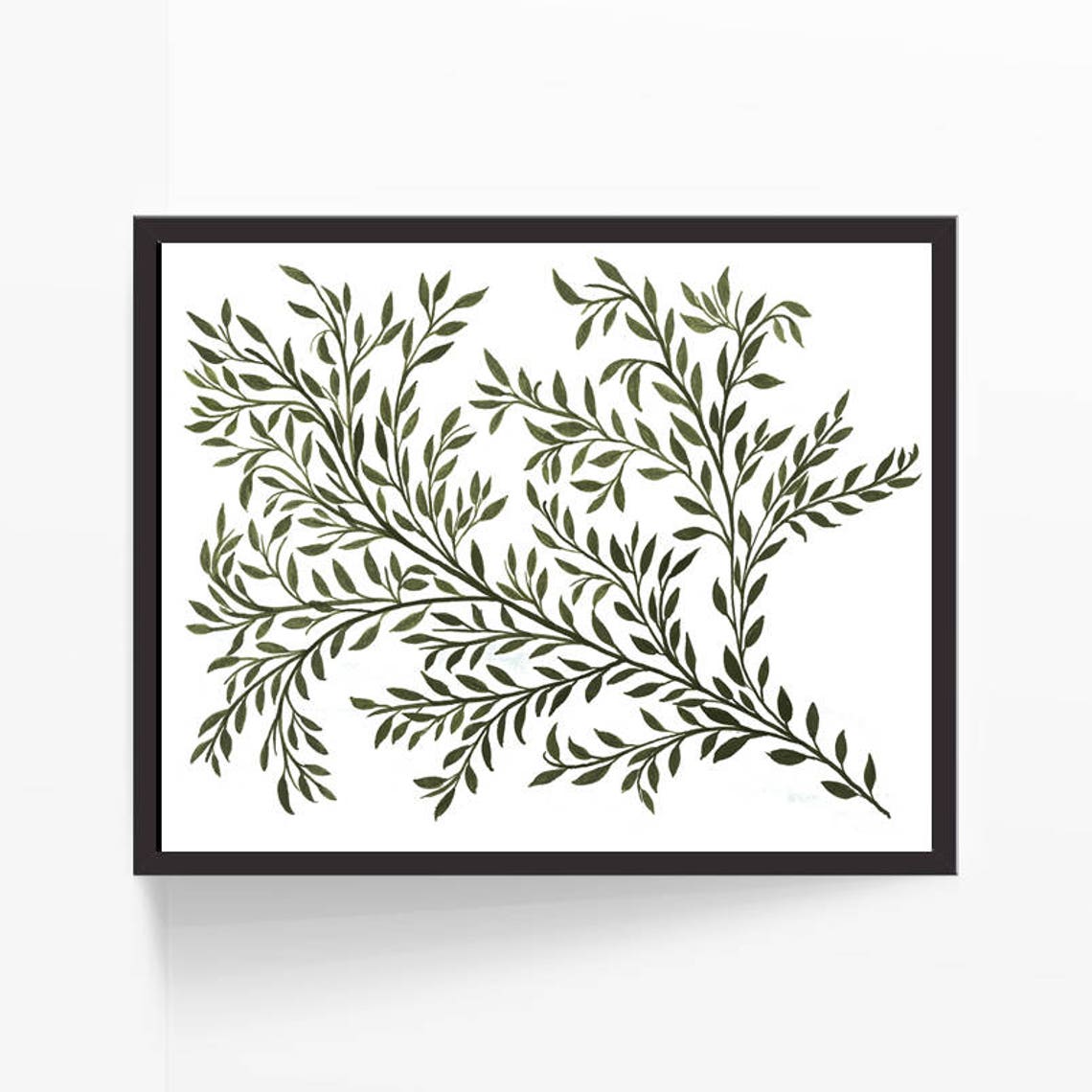 Green Botanical Leaf Branch Watercolor Style Nature Home Print - Image 2