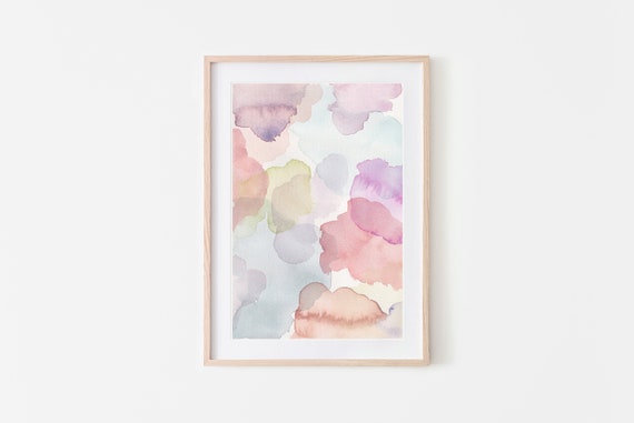 Colorful Pastel Watercolor Print Wall Art For Nursery Above The Climb Art Print Neutral Pastel Watercolor Abstract Shapes Hand Painted Art