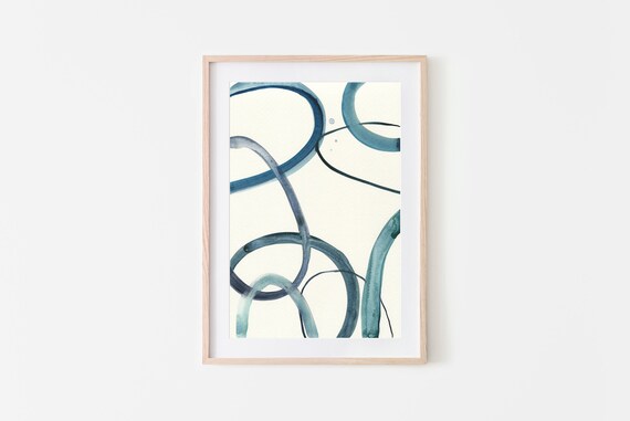 Abstract Art Scandinavian Print Minimalist Wall Art Instant Art Modern Abstract Print Blue And White Geometric Wall Art
